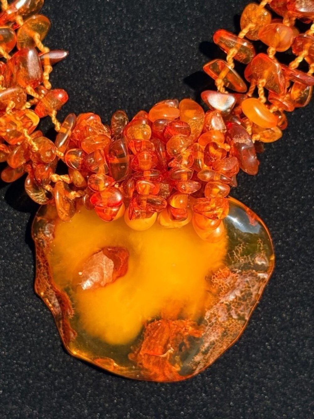 Vintage Genuine Amber Necklace Honey Butterscotch Multi Strand Pendant 20” 79g - Picture 7 of 16